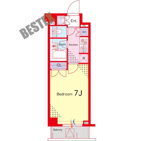 ビーロット小石川レジデンス 1階 1Kの間取り