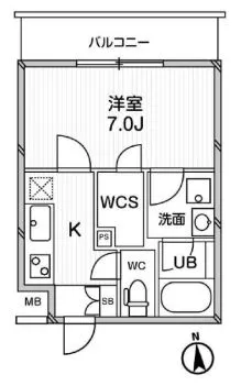 【築浅】アネックス池之端 1階 1Kの間取り