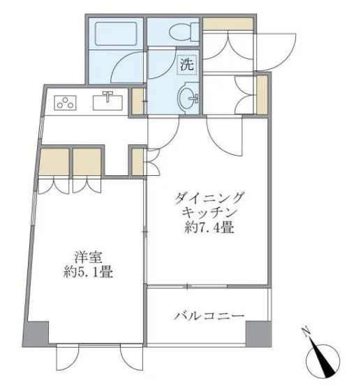 CASA文京動坂 7階 1DKの間取り