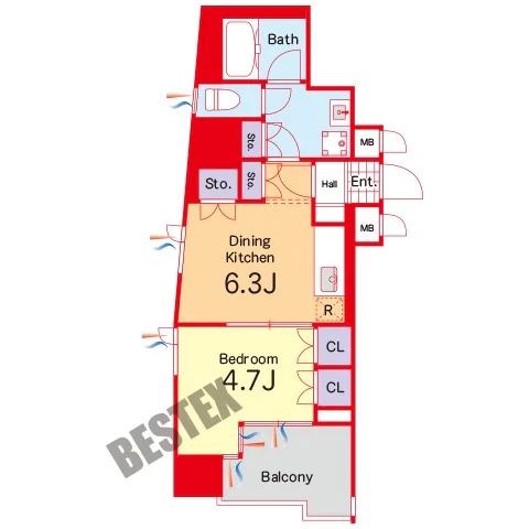 D’クラディアイヴァン御茶ノ水 5階 1DKの間取り