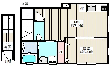 Granville本郷 ~グランヴィル本郷~ 2階 1LDKの間取り