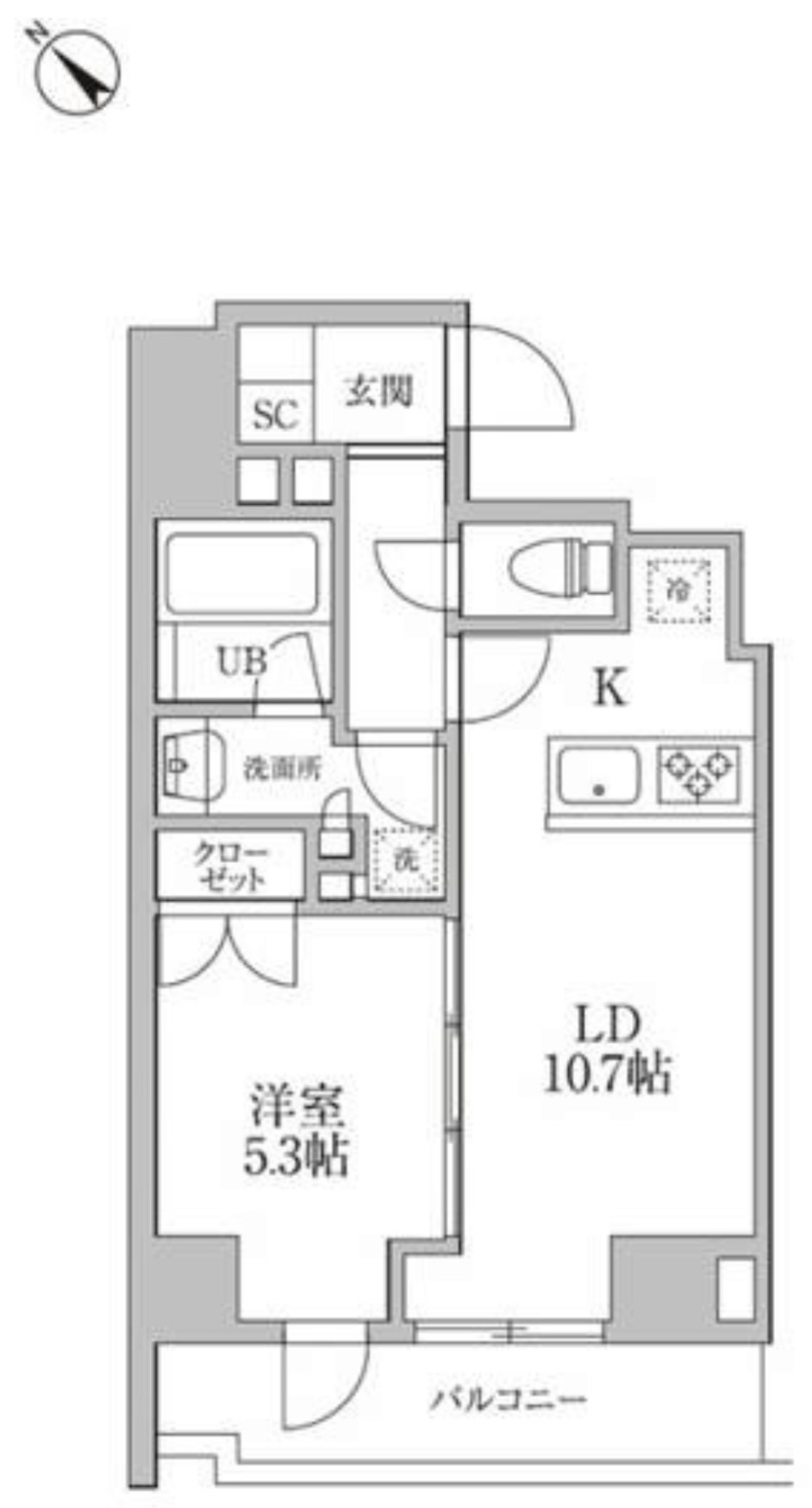 レジディア文京本郷Ⅲ 8階 1LDKの間取り