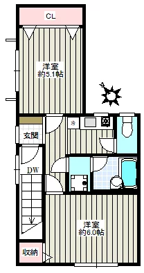 KIMURA HOUSE【キムラハウス】 2階 2Kの間取り