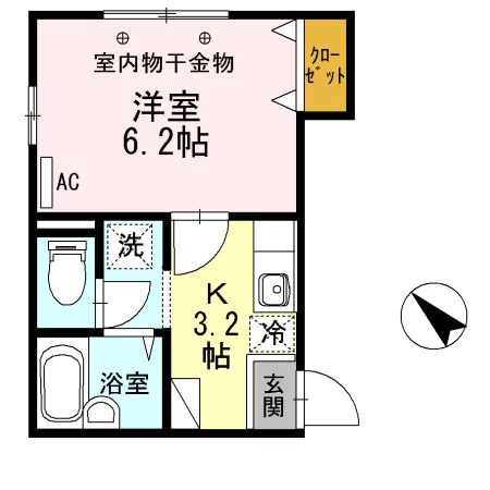 ブリーズ千石 2階 1Kの間取り