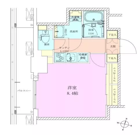 RBM本郷レジデンス 2階 1Kの間取り