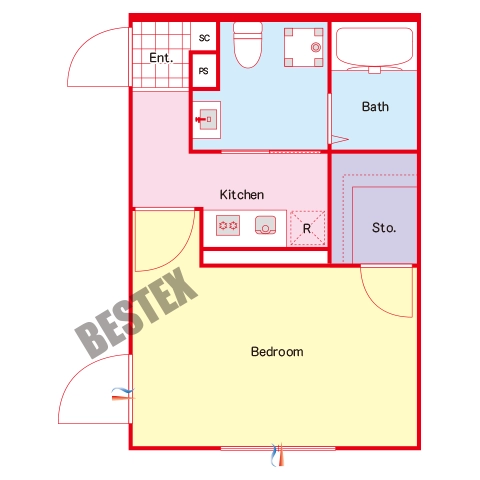 Reberty白山(リバティー白山) 2階 1Kの間取り
