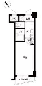 スカイコート目白台 5階 1Kの間取り