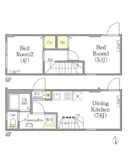 SPiNEL御茶ノ水 4階 2DKの間取り