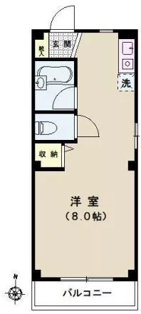 SSコーポ 3階 1Kの間取り