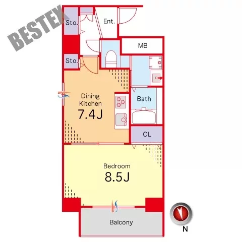 ノールお茶の水 5階 1DKの間取り
