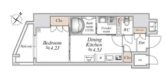 ミリアレジデンス茗荷谷(旧LiveCasa茗荷谷) 3階 1DKの間取り