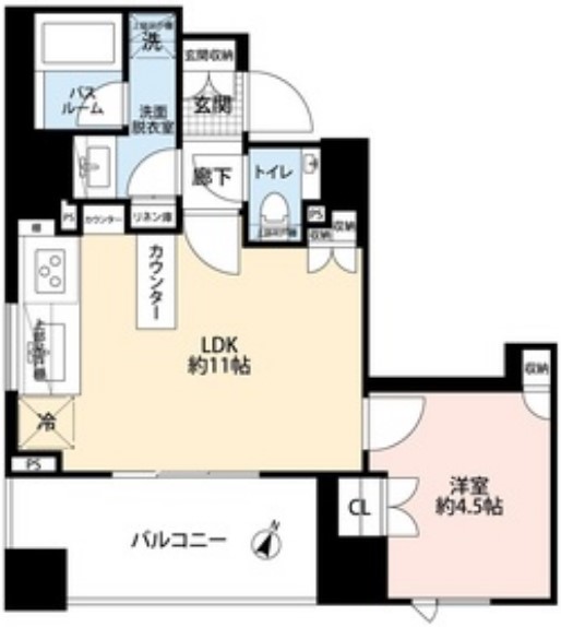 【新築】アトラス文京小石川 5階 1LDKの間取り