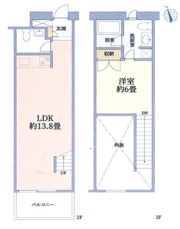 百番館 2階 1LDKの間取り