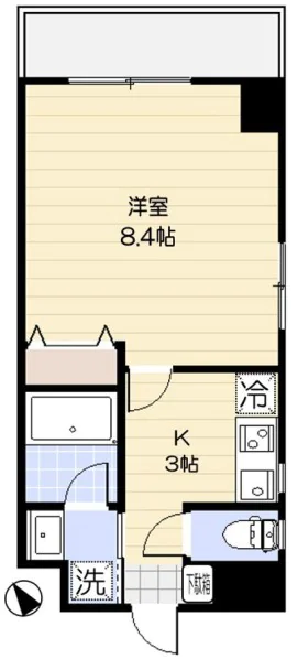 ヴァンクール【Vainqueur】 4階 1Kの間取り