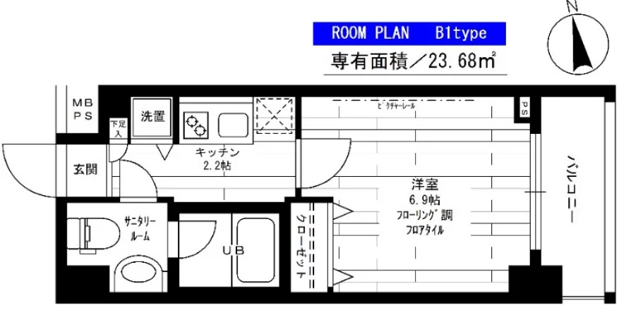ステージグランデ本郷 9階 1Kの間取り