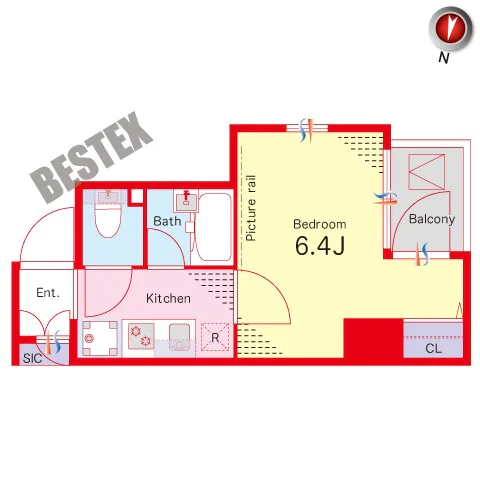 ステージファースト本郷 6階 1Kの間取り