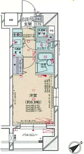パレステュディオドルチェ本駒込 3階 1Kの間取り