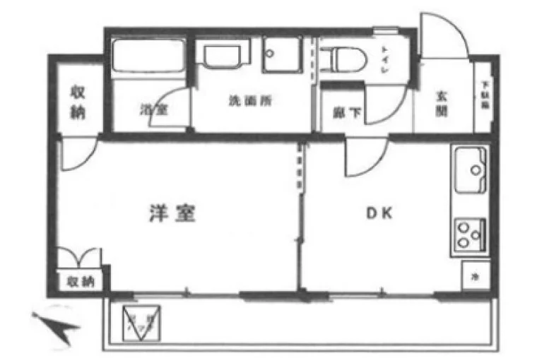 菱和パレス音羽弐番館 7階 1DKの間取り