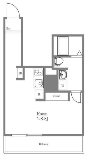 ライオンズマンション白山駅前 10階 1Rの間取り