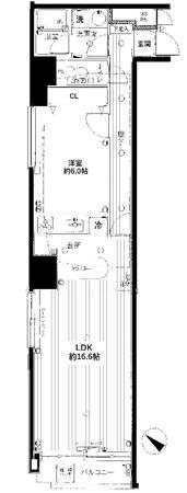 ロイヤルグリーン本郷 2階 1LDKの間取り