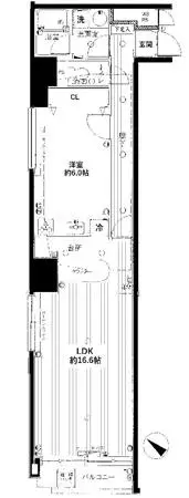 ロイヤルグリーン本郷 2階 1LDKの間取り
