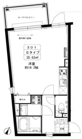カーサブリランテ本駒込 3階 1Rの間取り