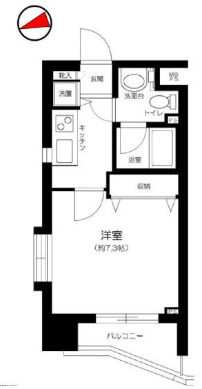 ステージグランデ本郷 9階 1Kの間取り