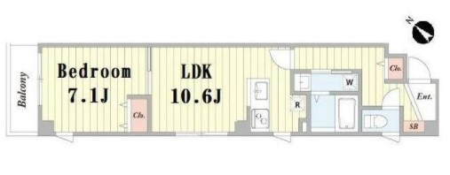 【築浅】エスポワールオトメ 3階 1LDKの間取り