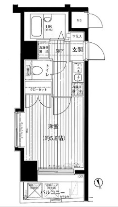 メインステージ早稲田 4階 1Kの間取り