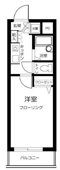 ロアール小石川植物園 2階 1Kの間取り