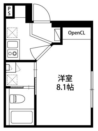 【新築】RIZOTIA HAKUSAN 3階 1Kの間取り