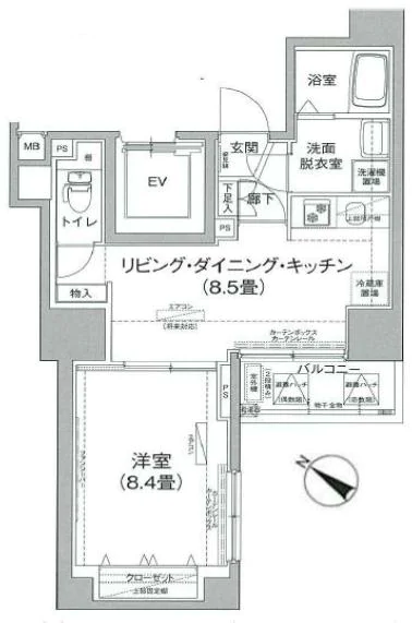 【築浅】アイルプレミアム文京六義園 8階 1LDKの間取り