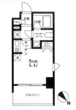 エコロジー白山レジデンス 2階 1Kの間取り