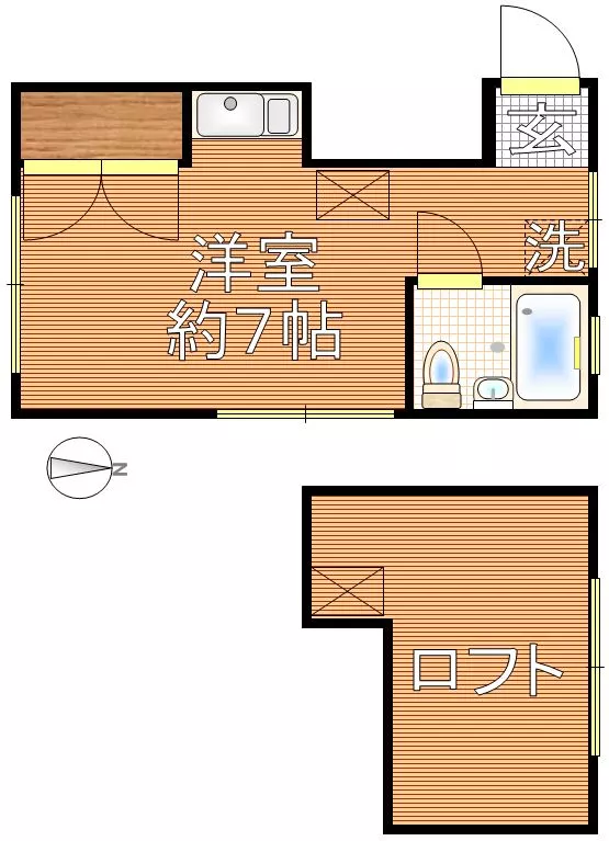 壱番館小林 2階 1Rの間取り