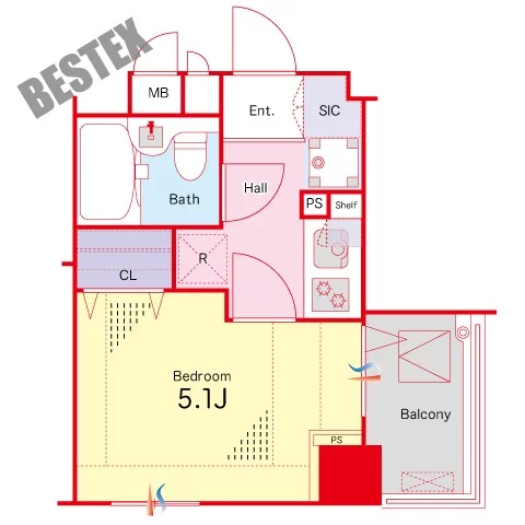 メインステージ御茶ノ水 2階 1Kの間取り