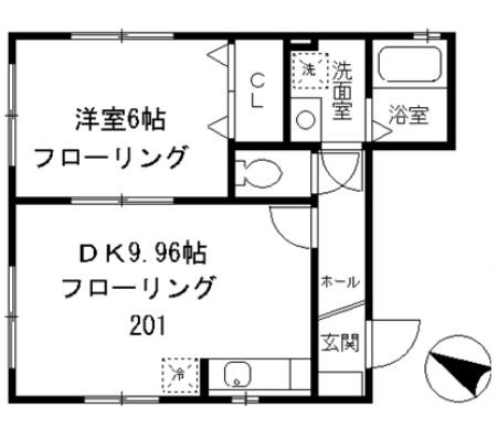 リラコート 2階 1LDKの間取り