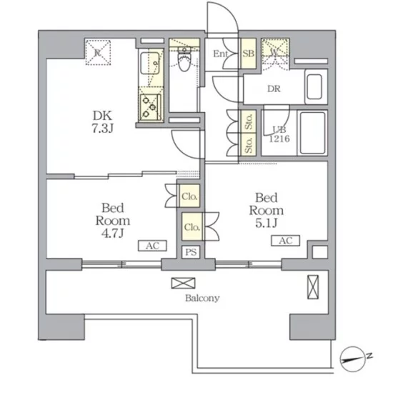 【新築】ザ・ライオンズフォーシア文京湯島 10階 2DKの間取り