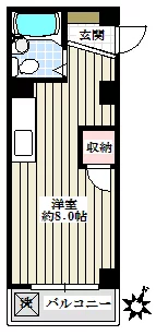 フラットエル千駄木 2階 1Rの間取り