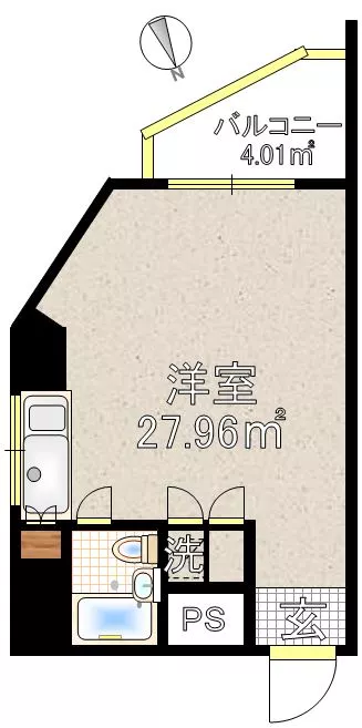本郷モトフジ 6階 1Rの間取り