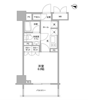 コンフォリア文京春日 14階 1Kの間取り