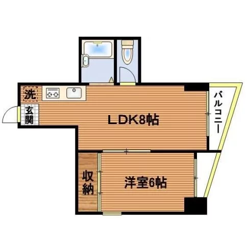 小林ビル 5階 1LDKの間取り