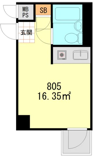 江戸川橋センチュリープラザ21 8階 1Rの間取り