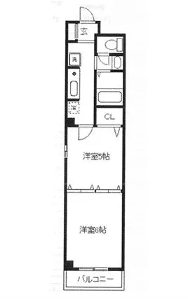 ドミール湯島 2階 2Kの間取り