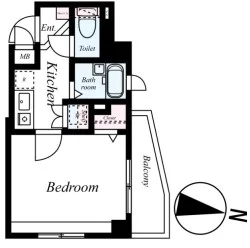 ロアール文京江戸川橋 3階 1Kの間取り