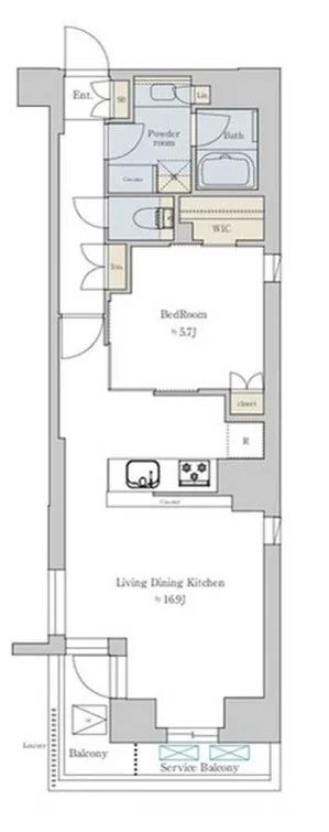 Brillia ist 文京六義園 2階 1LDKの間取り