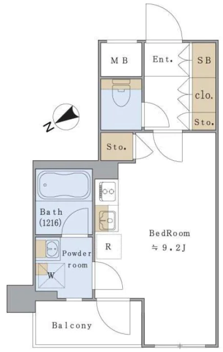 Brillia ist 文京茗荷谷(ブリリアイスト文京茗荷谷) 2階 1Rの間取り