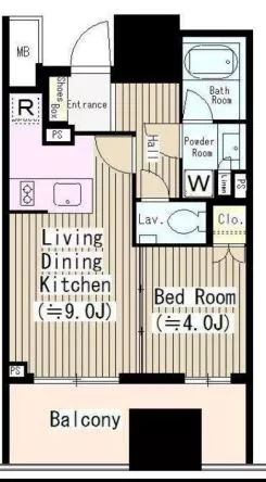 【築浅】ディアナコート文京本郷台 4階 1LDKの間取り