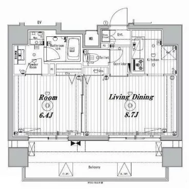 メイクスデザイン茗荷谷 10階 1LDKの間取り