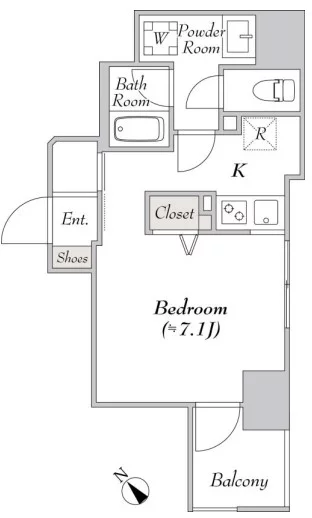 LUMIEC un SENDAGI 【ルミークアン千駄木】(旧:ザファースト文京千駄木) 7階 1Kの間取り