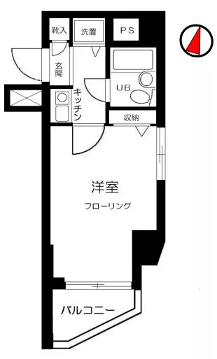 ライオンズプラザ白山 4階 1Kの間取り